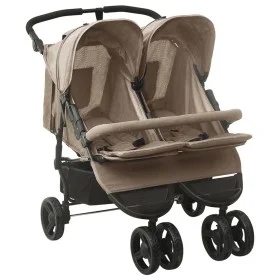 Carrito para gemelos de acero gris taupe de vidaXL, Cochecitos de bebé - Ref: Foro24-10243, Precio: 302,60 €, Descuento: %