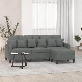 Sofá de 3 plazas con taburete de tela gris oscuro 180 cm en Sofás | Comprar online en Foru.es