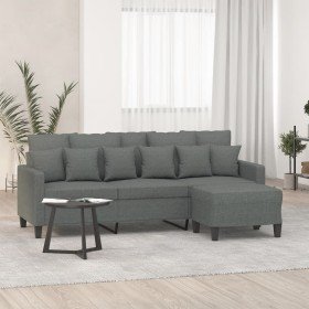 Sofá de 3 plazas con taburete de tela gris oscuro 180 cm en Sofás | Comprar online en Foru.es