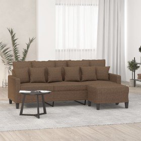 Sofá de 3 plazas con taburete de tela marrón 180 cm en Sofás | Comprar online en Foru.es