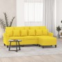 Sofá de 3 plazas con taburete de tela amarillo claro 180 cm en Sofás | Comprar online en Foru.es