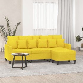 Sofá de 3 plazas con taburete de tela amarillo claro 180 cm en Sofás | Comprar online en Foru.es
