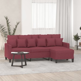Sofá de 3 plazas con taburete de tela rojo tinto 180 cm en Sofás | Comprar online en Foru.es