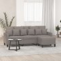 Sofá de 3 plazas con taburete de tela gris taupe 180 cm en Sofás | Comprar online en Foru.es