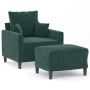 Sillón con taburete terciopelo verde oscuro 60 cm en Sofás | Comprar online en Foru.es