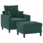 Sillón con taburete terciopelo verde oscuro 60 cm en Sofás | Comprar online en Foru.es