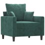 Sillón con taburete terciopelo verde oscuro 60 cm en Sofás | Comprar online en Foru.es