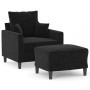Sillón con taburete terciopelo negro 60 cm en Sofás | Comprar online en Foru.es