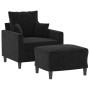 Sillón con taburete terciopelo negro 60 cm en Sofás | Comprar online en Foru.es