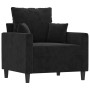 Sillón con taburete terciopelo negro 60 cm en Sofás | Comprar online en Foru.es