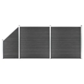 Satz schwarzer WPC-Zaunpaneele 446x(105-186) cm von vidaXL, Zaunpaneele - Ref: Foro24-3070438, Preis: 657,48 €, Rabatt: %