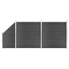 Set de paneles de valla WPC negro 446x(105-186) cm de vidaXL, Paneles de vallas - Ref: Foro24-3070438, Precio: 619,45 €, Desc...