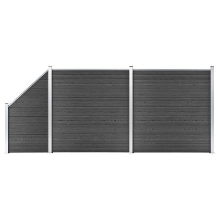 Set de paneles de valla WPC negro 446x(105-186) cm de vidaXL, Paneles de vallas - Ref: Foro24-3070438, Precio: 619,45 €, Desc...