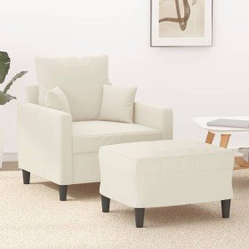 Sillón con taburete terciopelo crema 60 cm en Sofás | Comprar online en Foru.es