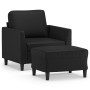 Sillón con taburete cuero sintético negro 60 cm en Sofás | Comprar online en Foru.es