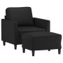 Sillón con taburete cuero sintético negro 60 cm en Sofás | Comprar online en Foru.es