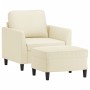 Sillón con taburete cuero sintético color crema 60 cm en Sofás | Comprar online en Foru.es