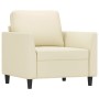 Sillón con taburete cuero sintético color crema 60 cm en Sofás | Comprar online en Foru.es