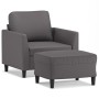 Sillón con taburete cuero sintético gris 60 cm en Sofás | Comprar online en Foru.es