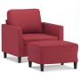 Sillón con taburete cuero sintético rojo tinto 60 cm en Sofás | Comprar online en Foru.es