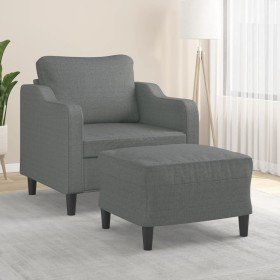 Sillón con taburete tela gris oscuro 60 cm en Sofás | Comprar online en Foru.es