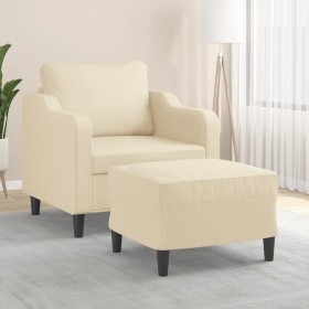 Sillón con taburete tela crema 60 cm en Sofás | Comprar online en Foru.es