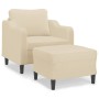 Sillón con taburete tela crema 60 cm en Sofás | Comprar online en Foru.es