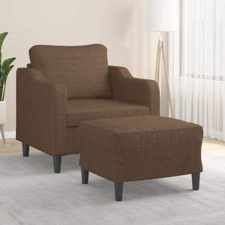 Sillón con taburete tela marrón 60 cm en Sofás | Comprar online en Foru.es