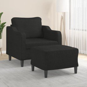 Sillón con taburete tela negro 60 cm en Sofás | Comprar online en Foru.es