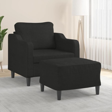 Sillón con taburete tela negro 60 cm en Sofás | Comprar online en Foru.es