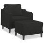 Sillón con taburete tela negro 60 cm en Sofás | Comprar online en Foru.es