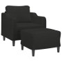 Sillón con taburete tela negro 60 cm en Sofás | Comprar online en Foru.es
