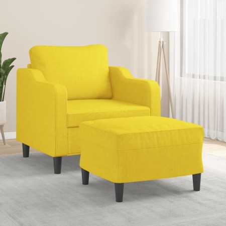 Sillón con taburete tela amarillo claro 60 cm en Sofás | Comprar online en Foru.es
