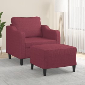 Sillón con taburete tela rojo tinto 60 cm en Sofás | Comprar online en Foru.es