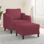 Sillón con taburete tela rojo tinto 60 cm en Sofás | Comprar online en Foru.es