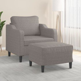 Sillón con taburete tela gris taupe 60 cm en Sofás | Comprar online en Foru.es