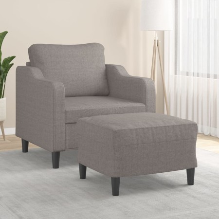 Sillón con taburete tela gris taupe 60 cm en Sofás | Comprar online en Foru.es