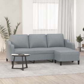 Sofá de 3 plazas con taburete de tela gris claro 180 cm en Sofás | Comprar online en Foru.es