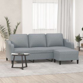 Sofá de 3 plazas con taburete de tela gris claro 180 cm en Sofás | Comprar online en Foru.es