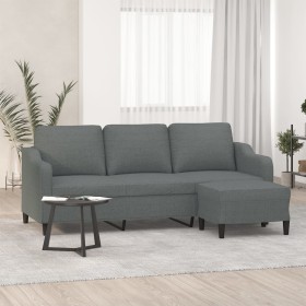 Sofá de 3 plazas con taburete de tela gris oscuro 180 cm en Sofás | Comprar online en Foru.es