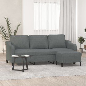 Sofá de 3 plazas con taburete de tela gris oscuro 180 cm en Sofás | Comprar online en Foru.es