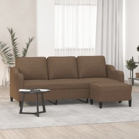 Sofá de 3 plazas con taburete de tela marrón 180 cm en Sofás | Comprar online en Foru.es
