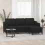 Sofá de 3 plazas con taburete de tela negro 180 cm en Sofás | Comprar online en Foru.es