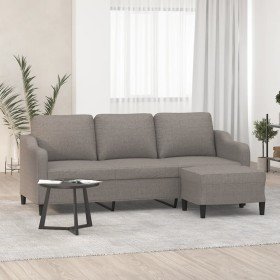 Sofá de 3 plazas con taburete de tela gris taupe 180 cm en Sofás | Comprar online en Foru.es