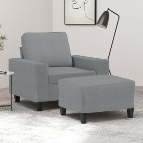 Sillón con taburete tela gris claro 60 cm en Sofás | Comprar online en Foru.es