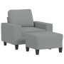 Sillón con taburete tela gris claro 60 cm en Sofás | Comprar online en Foru.es