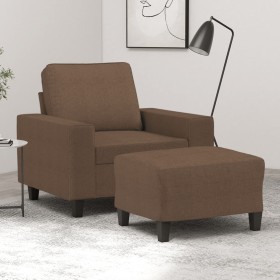 Sillón con taburete tela marrón 60 cm en Sofás | Comprar online en Foru.es