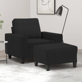 Sillón con taburete tela negro 60 cm en Sofás | Comprar online en Foru.es
