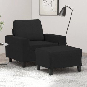 Sillón con taburete tela negro 60 cm en Sofás | Comprar online en Foru.es