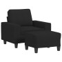 Sillón con taburete tela negro 60 cm en Sofás | Comprar online en Foru.es